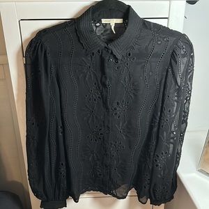 MAJE Button Down Shirt Black Size 2 (maje 2 US size 4) Small flowers